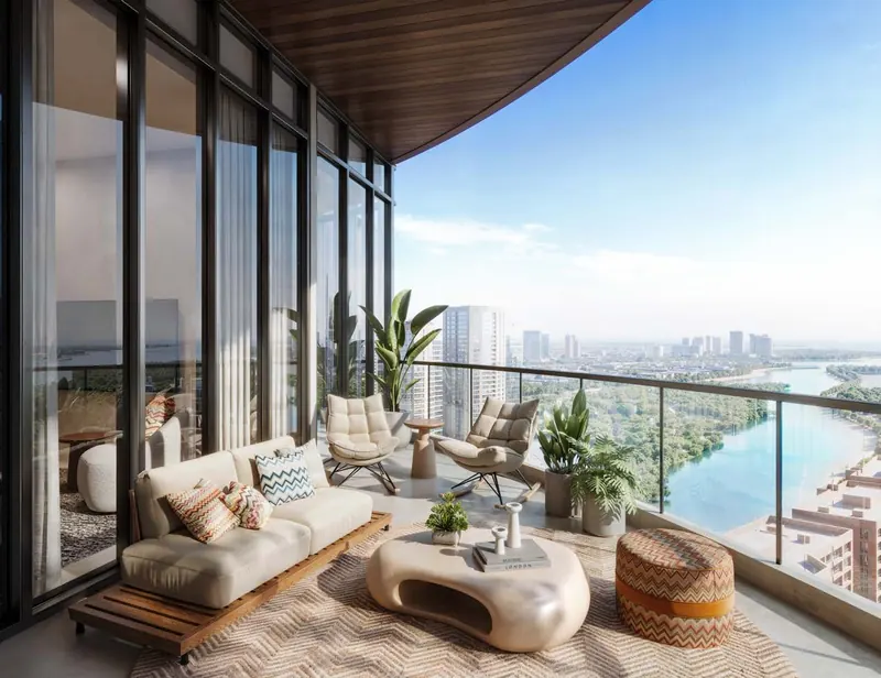 Furnished balcony overlooking the mangroves