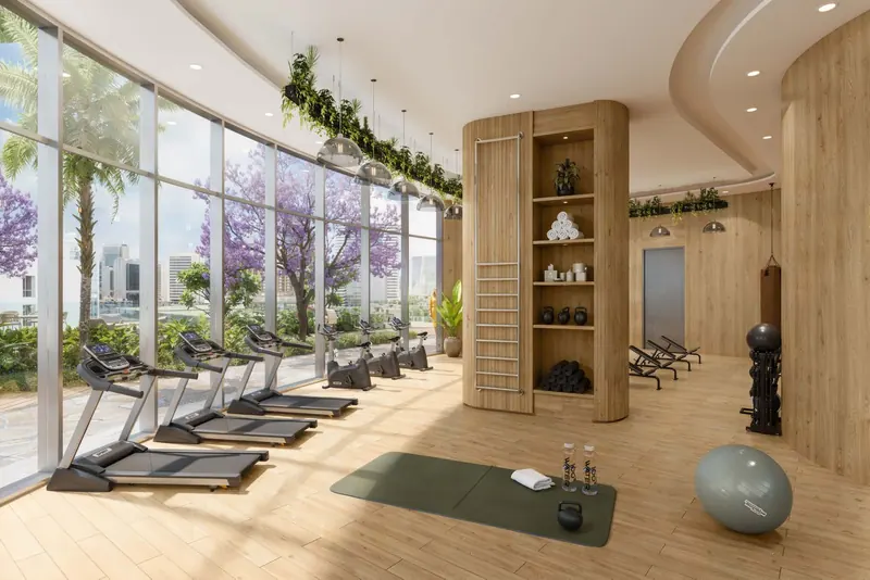 Light-filled fitness centre with oak joinery